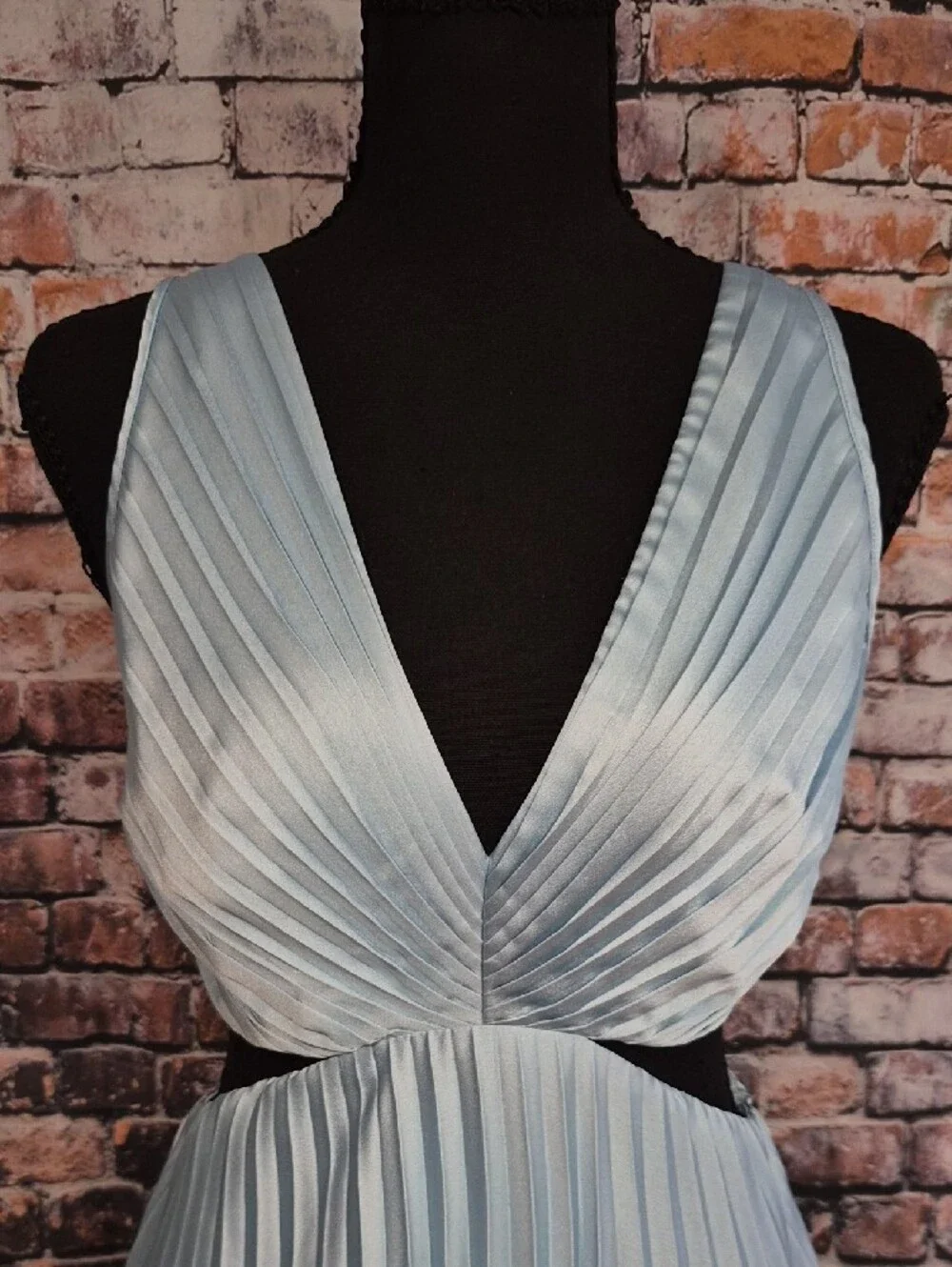 Abercrombie & Fitch Light Blue Pleated V-Neck Maxi Dress
